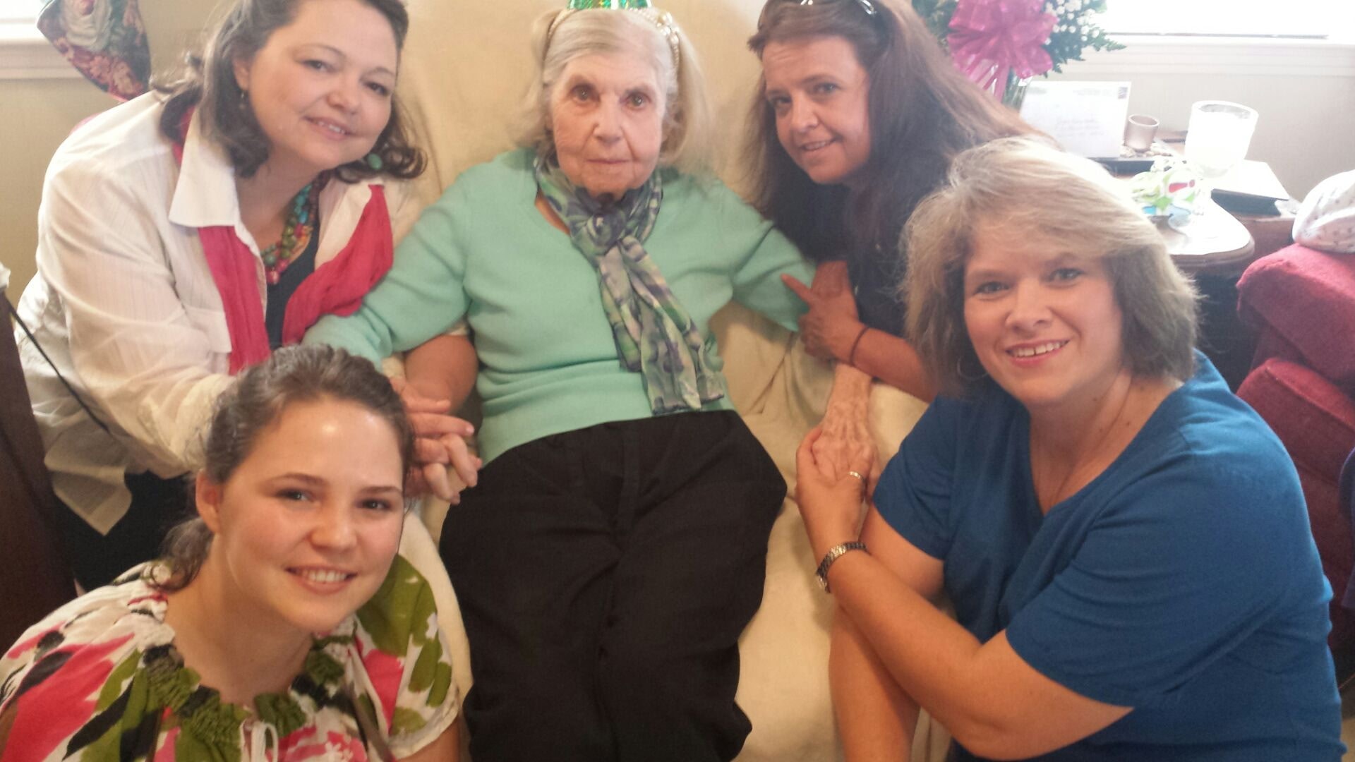 Multi-generational family gathering, smiling together — Peaceful Place Home Care, Matthews NC